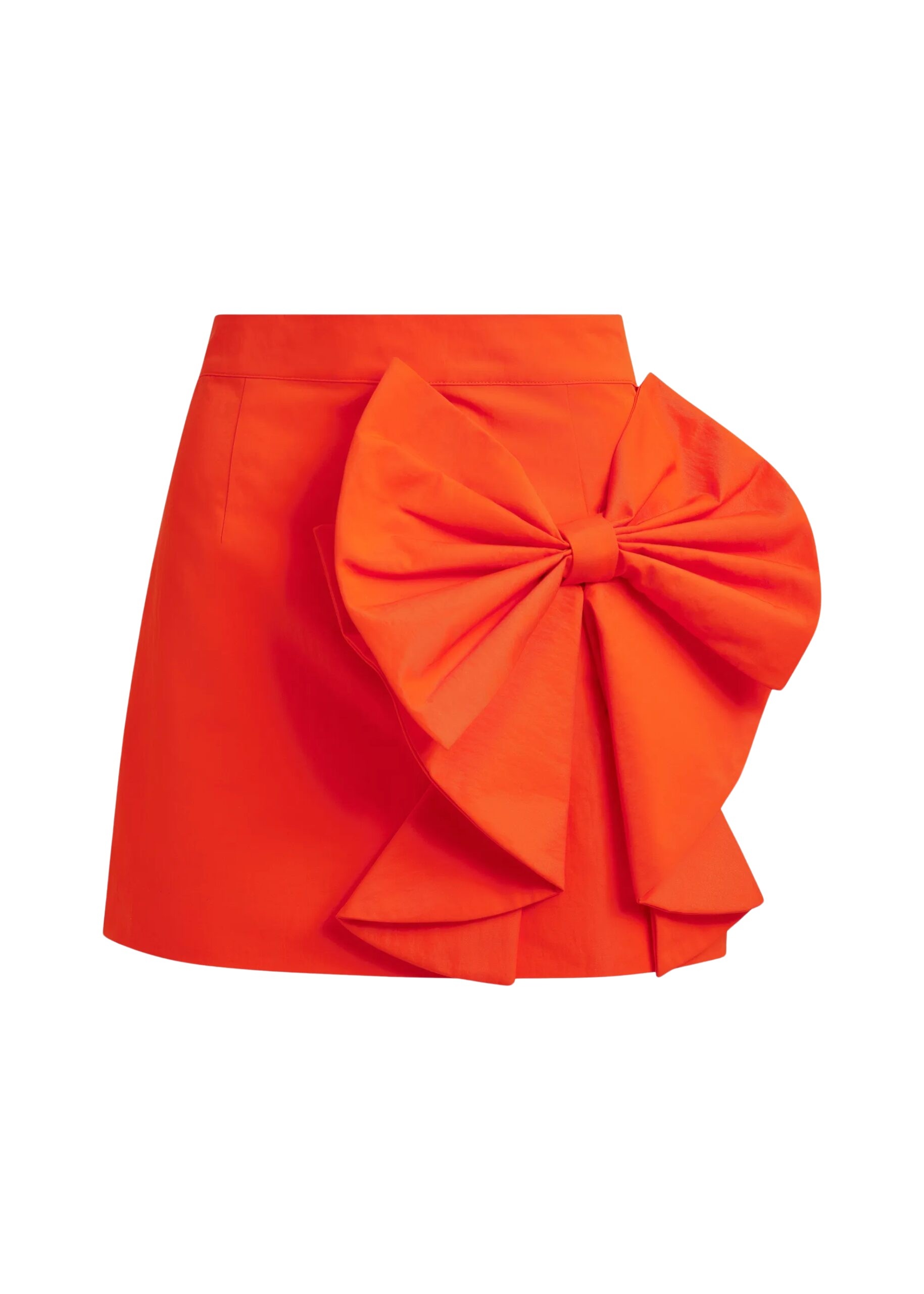 Red cotton-blend mini skirt with appliquéd bow