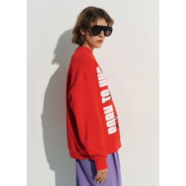 Essentiel Antwerp Red cotton sweatshirt with Peanuts™ Snoopy motif Top, view 4