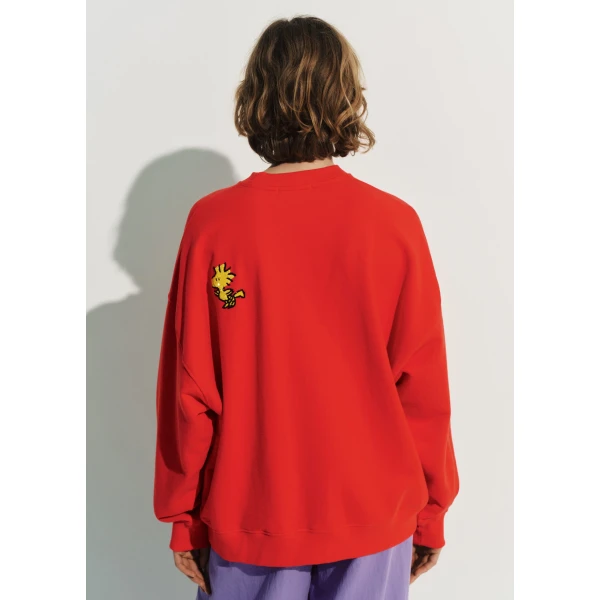 Essentiel Antwerp Red cotton sweatshirt with Peanuts™ Snoopy motif Top, view 5