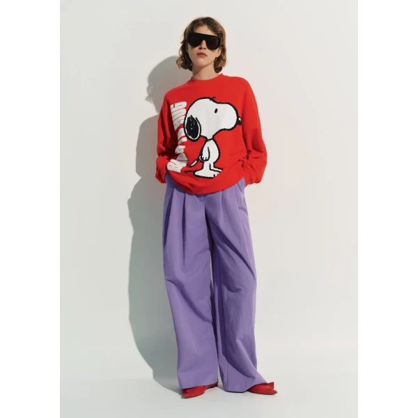 Essentiel Antwerp Red cotton sweatshirt with Peanuts™ Snoopy motif Top, view 6