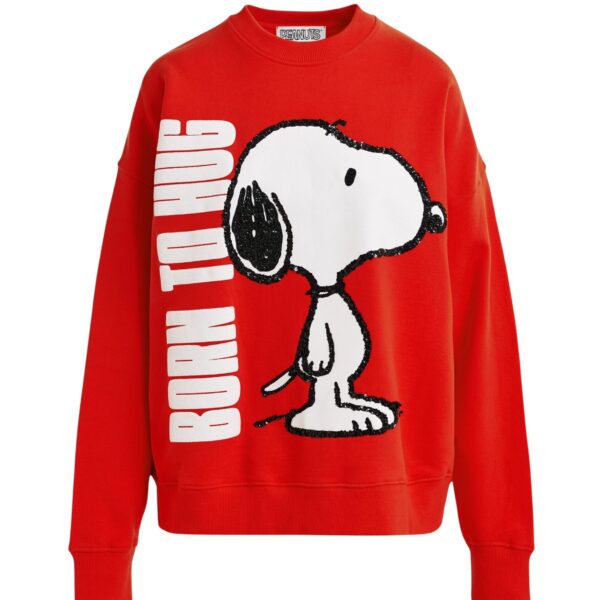 Red cotton sweatshirt with Peanuts™ Snoopy motif