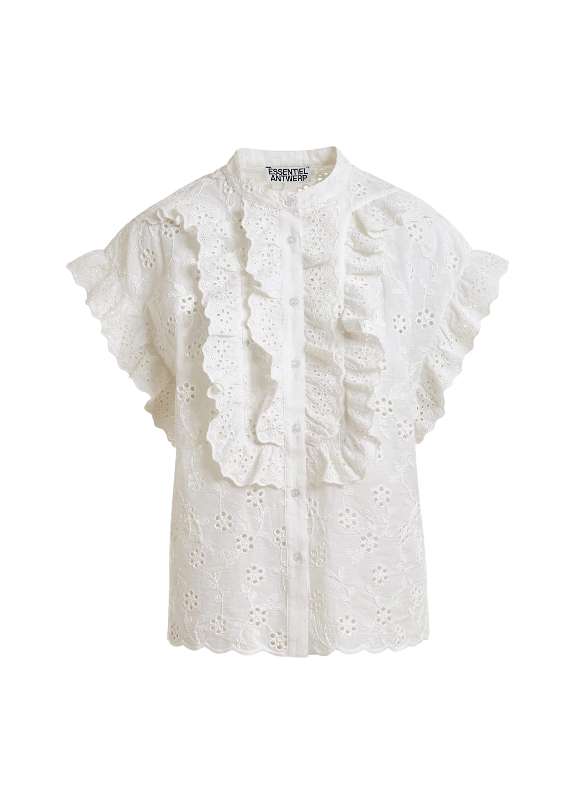 Essentiel-Antwerp-White-broderie-anglaise-cotton-blouse-with-ruffled-trims-scaled93791_nobg White broderie anglaise cotton blouse with ruffled trims