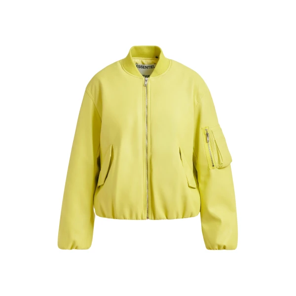 Essentiel Antwerp Yellow oversized cropped bomber jacket