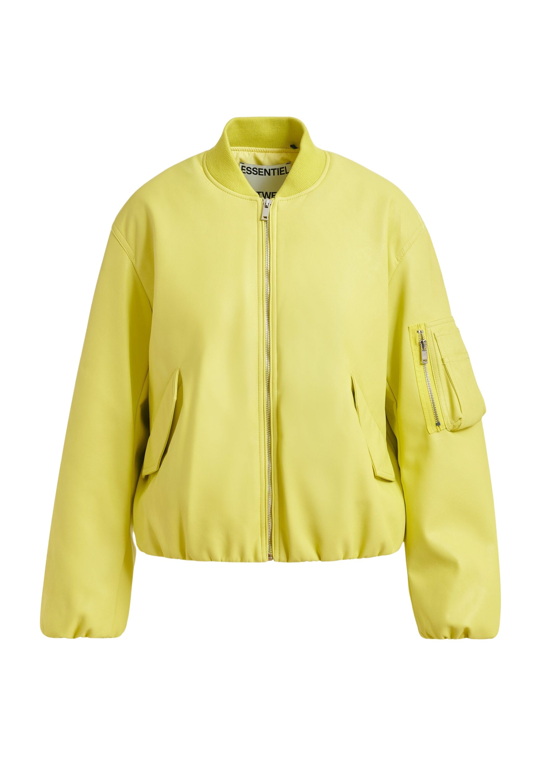 Yellow oversized cropped bomber jacket