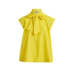Yellow sleeveless top with tie neckline