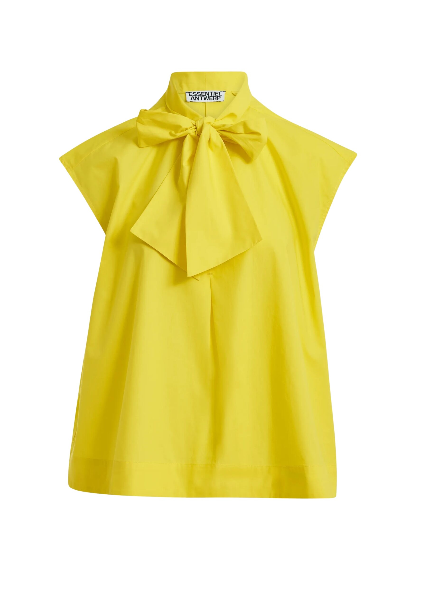 Yellow sleeveless top with tie neckline