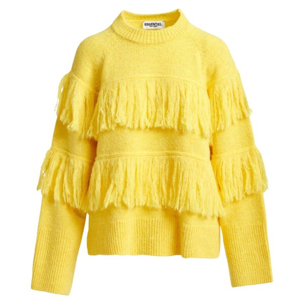 Yellow sweater with fringe details