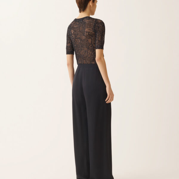Amelia Trousers in Midnight Blue Enver Satin