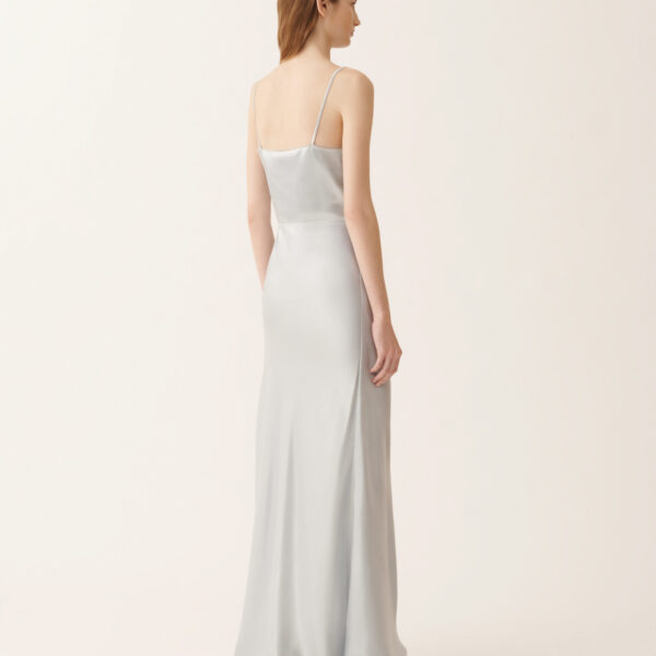 Asymmetric Skirt in Aqua Satin