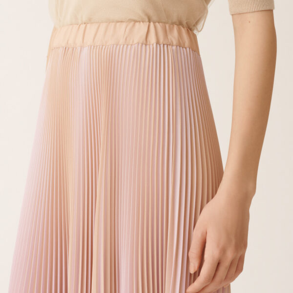 Bicolor Pleated Satin Skirt in Pink - Image 5