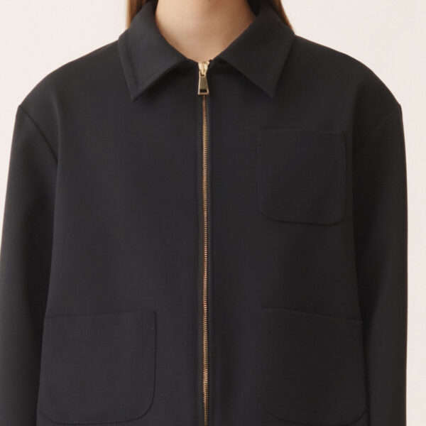 Boxy Jacket in Midnight Blue Milano Stitch Jersey - Image 5