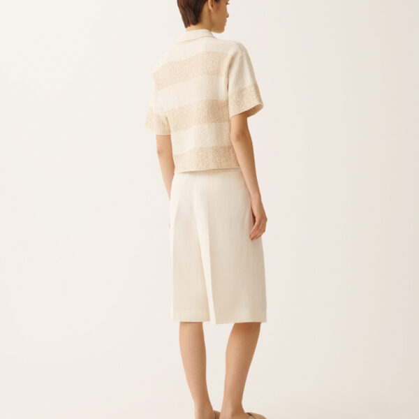 Boxy Shirt in Striped Cotton Tweed with Sequins