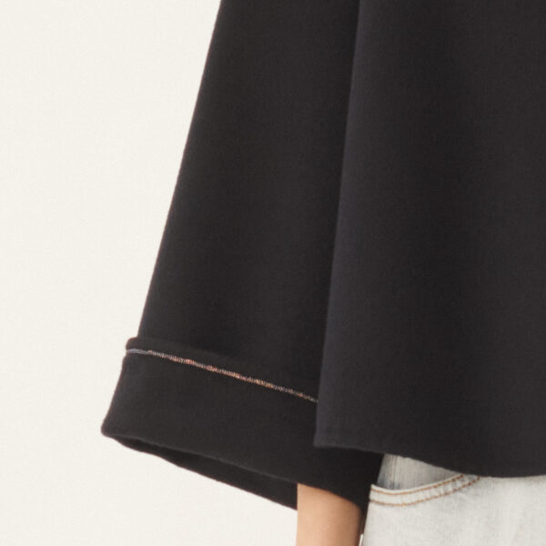 Boxy Wool Double Coat in Night Blue - Image 5