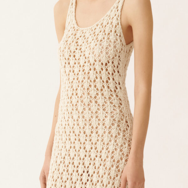 Cotton Ribbon Dress with Sequins in Butter - Image 5