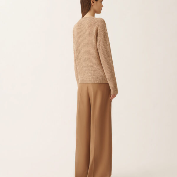 Cotton Ribbon-Knit Sweater with Sequins in Acer