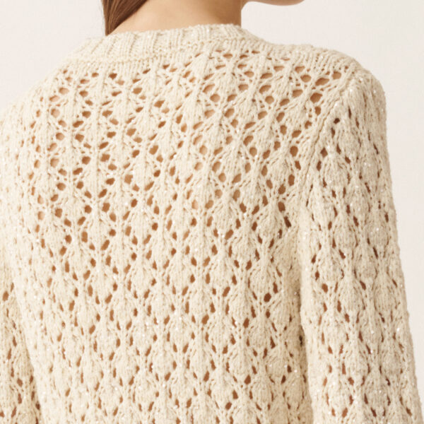 Cotton Ribbon Sweater with Sequins in Butter - Image 5