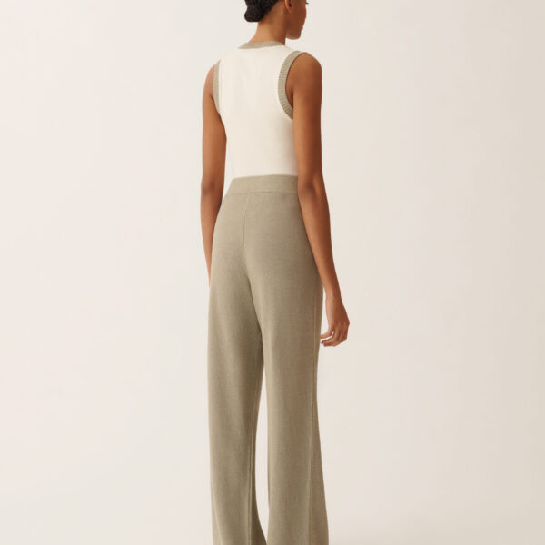 Cotton and Linen Pants with Sequins in Khaki