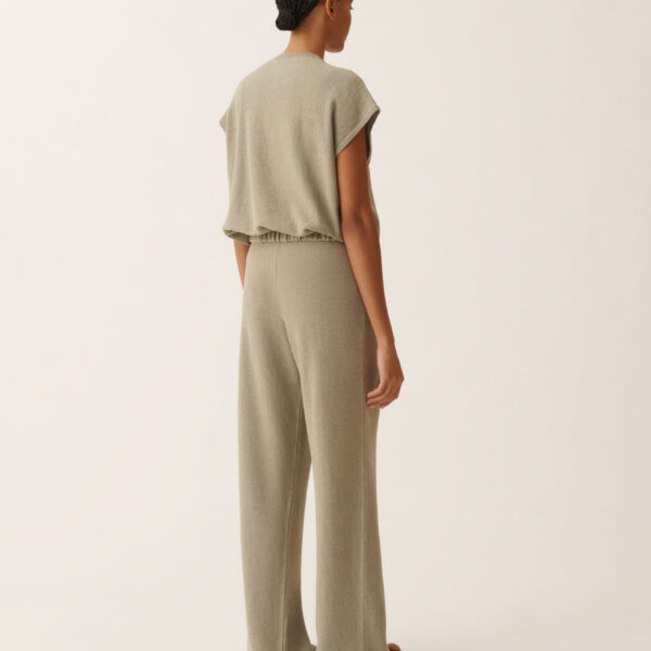 Cotton and Linen Sweater with Sequins in Khaki