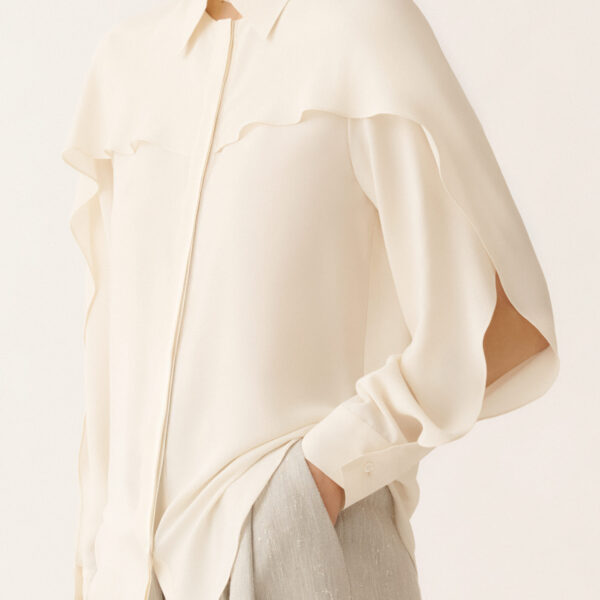 Crepe de Chine Shirt in Butter - Image 5