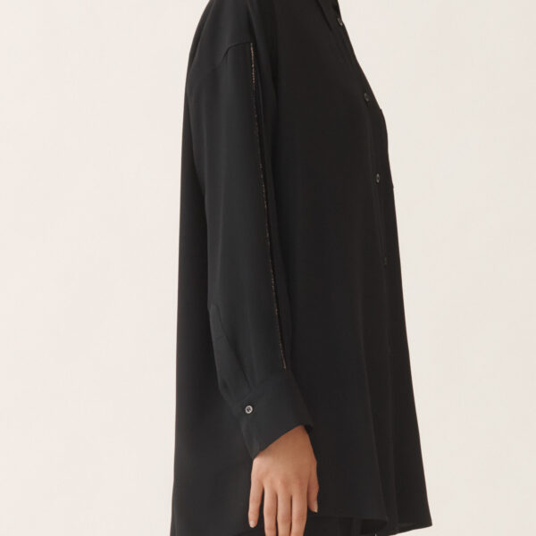 Crepe de Chine Shirt in Night Blue - Image 5