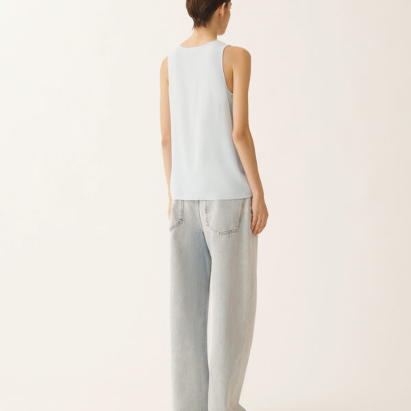 Crepe de Chine Tank Top in Aqua