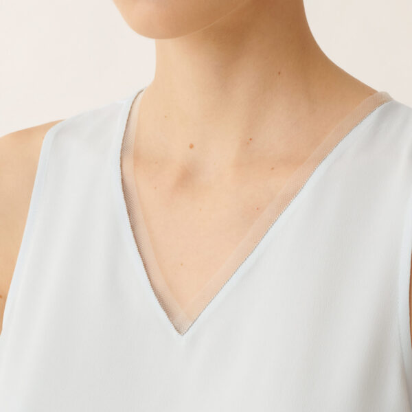 Crepe de Chine Tank Top in Aqua - Image 5