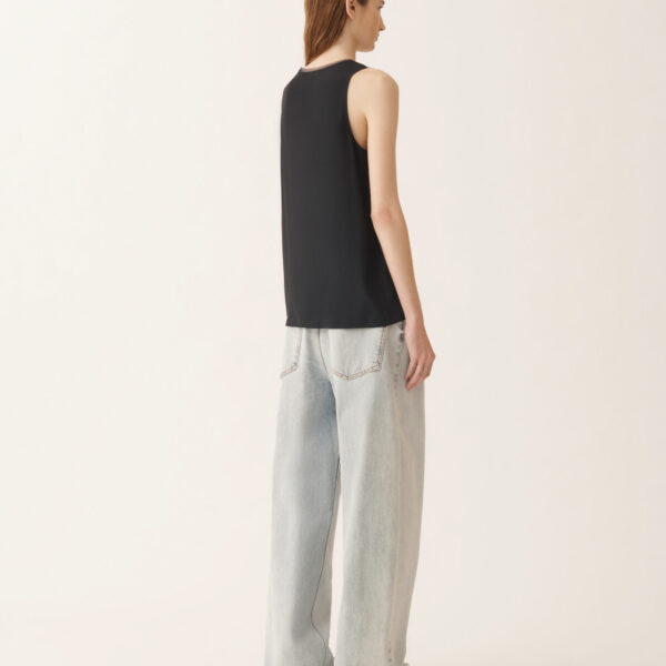 Crepe de Chine Tank Top in Night Blue