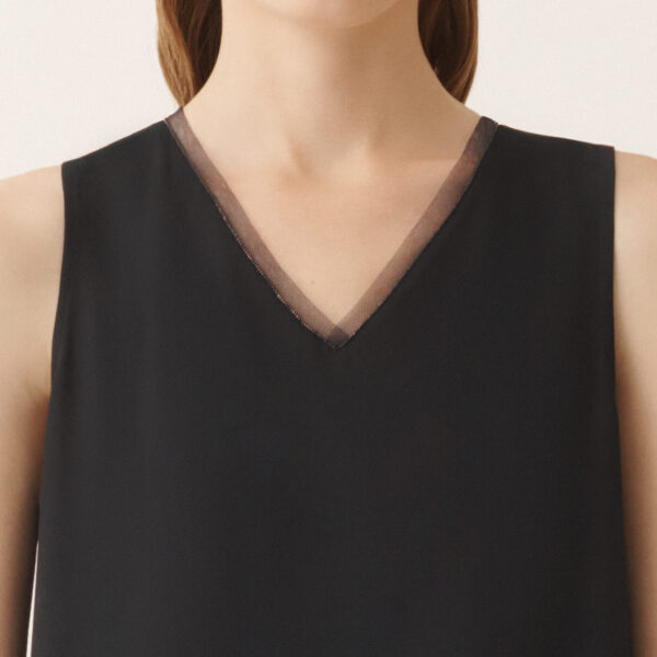 Crepe de Chine Tank Top in Night Blue - Image 5