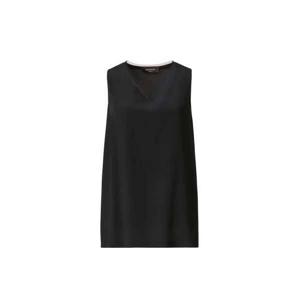 Fabiana Filippi Crepe de Chine Tank Top in Night Blue