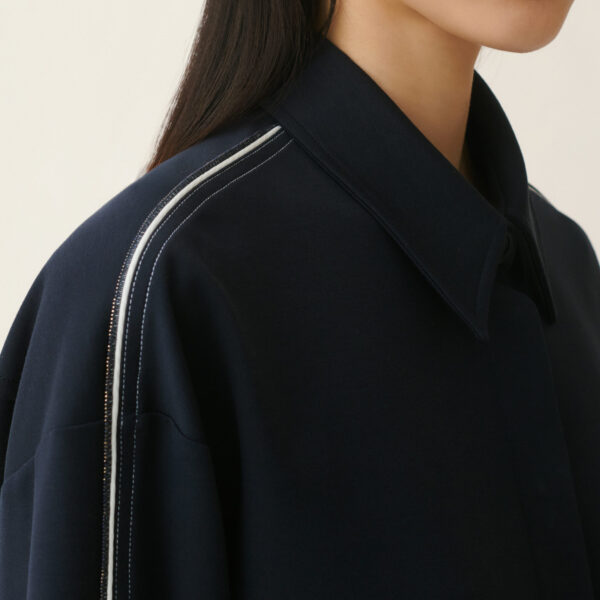 Cropped Milano Stitch Jersey Jacket in Midnight Blue - Image 5
