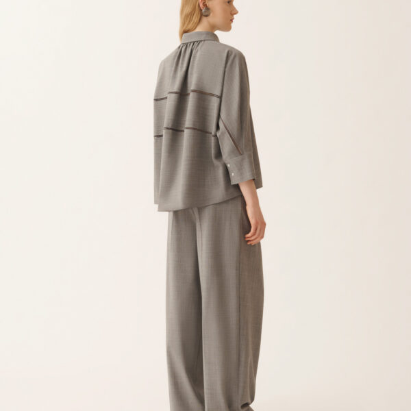 Cropped Shirt in Bistretch Fresco Wool