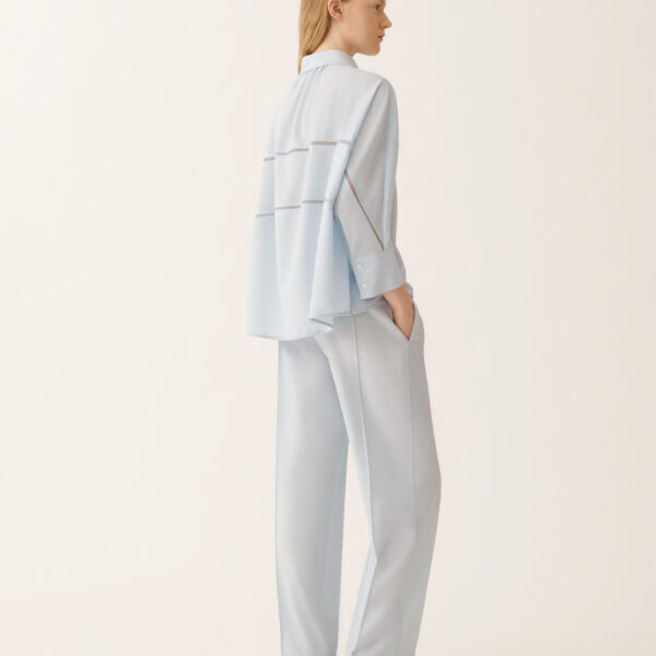 Cropped Shirt in Cool Bistretch Wool