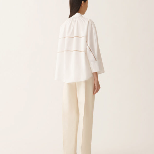 Cropped Shirt in Optic White Poplin