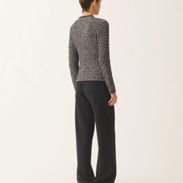 Dark Blue Sequin Tweed Jacket with a Denim Effect in Night Blue