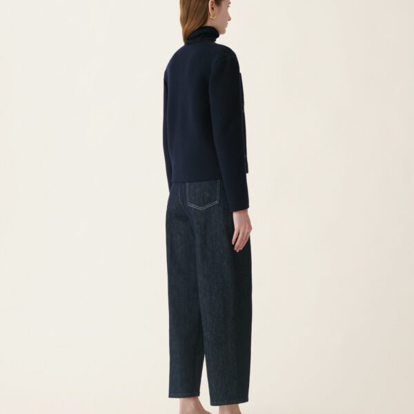 Denim and Knit Jacket in Midnight Blue