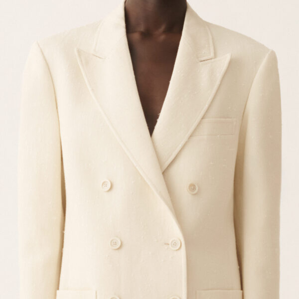 Double-Breasted Jacket in Butter-Colored Fil Coupé Tailoring Drop - Image 5