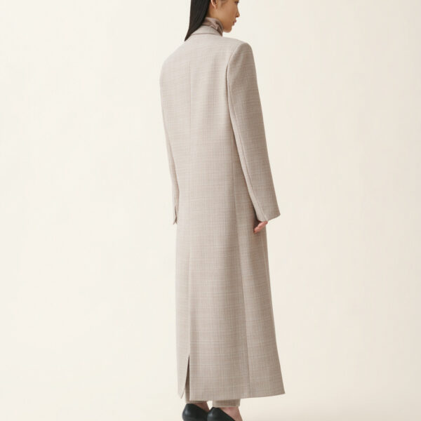 Double Breasted Mouliné Coat in Mocha