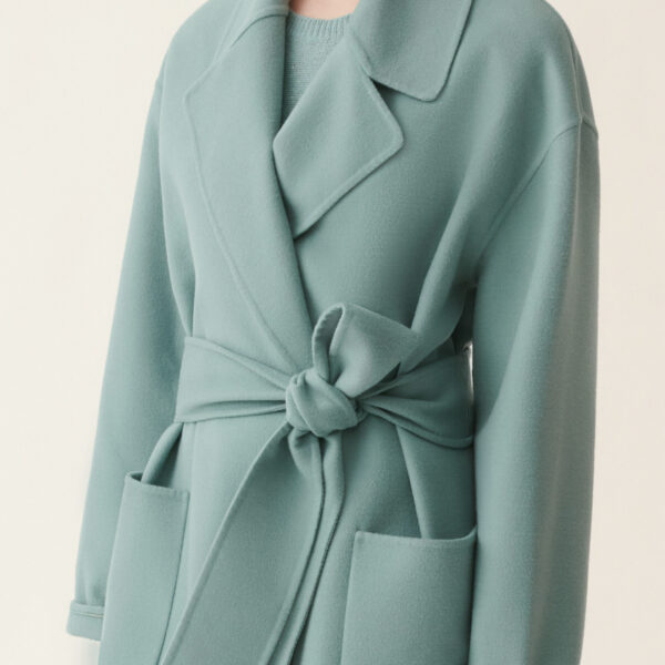Double Wool Coat in Green - Image 5