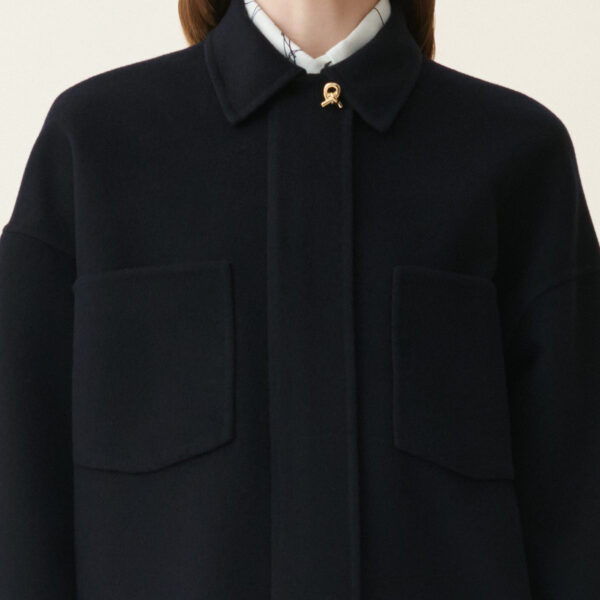 Double Wool Shirt Jacket in Midnight Blue - Image 5