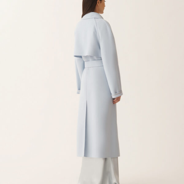Double Wool Trench Coat in Aqua