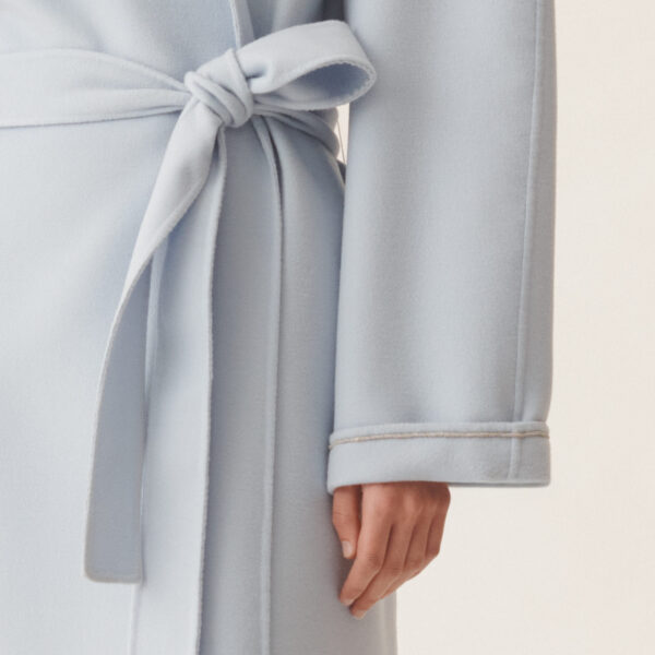 Double Wool Trench Coat in Aqua - Image 5