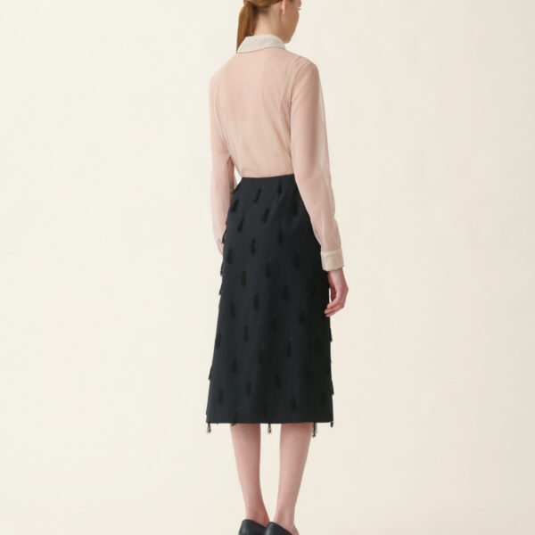 Fil Coupe' Wrap Midi Skirt in Midnight Blue