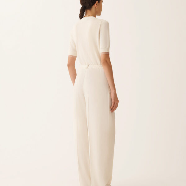 Fluid Linen and Viscose Pants in Butter