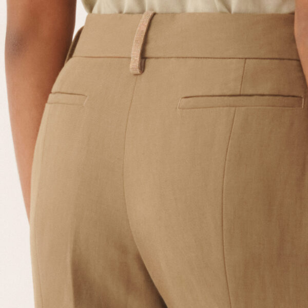Fluid Linen and Viscose Pants in Mud - Image 5