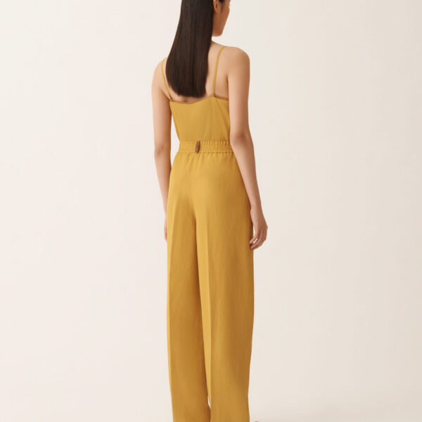 Fluid Linen and Viscose Trousers in Mustard