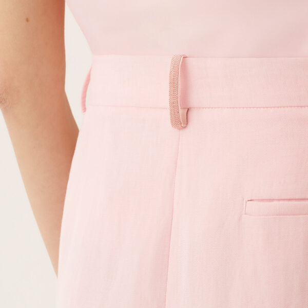Fluid Linen and Viscose Trousers in Petal Pink - Image 5