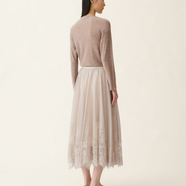 Jacquard Lace Skirt in Cachà