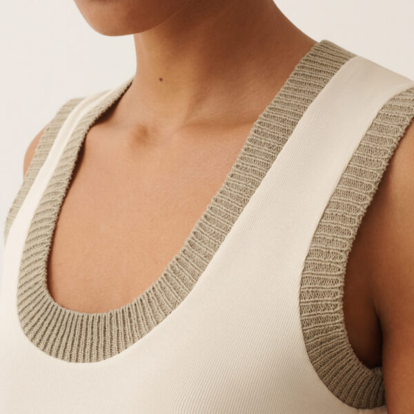 Jersey Tank Top in Butter and Khaki - Image 5