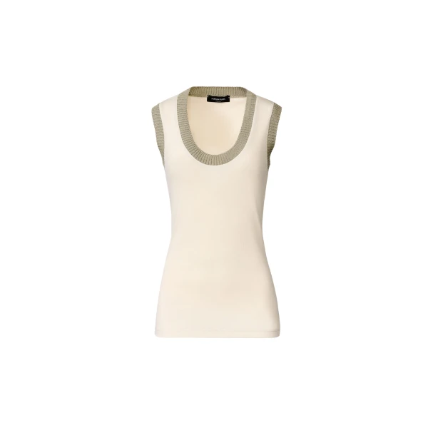 Fabiana Filippi Jersey Tank Top in Butter and Khaki