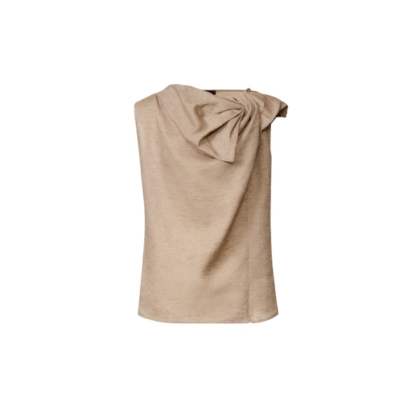 Fabiana Filippi Linen Top in Taupe, Dove Grey
